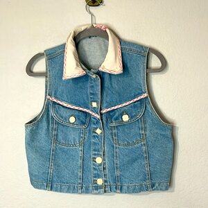 Vtg 90s Romeo Romeo Jean Vest Floral Pink L